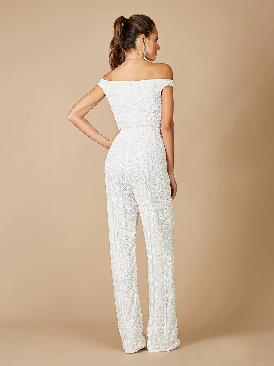 Lara Gabby Beaded Off-the-Shoulder Bridal Jumpsuit - Image 2