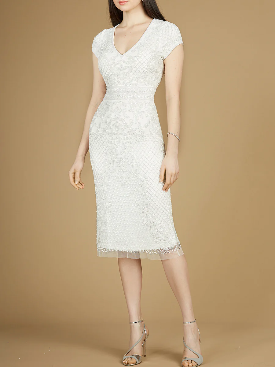 Cap Sleeve Midi Bridal Gown