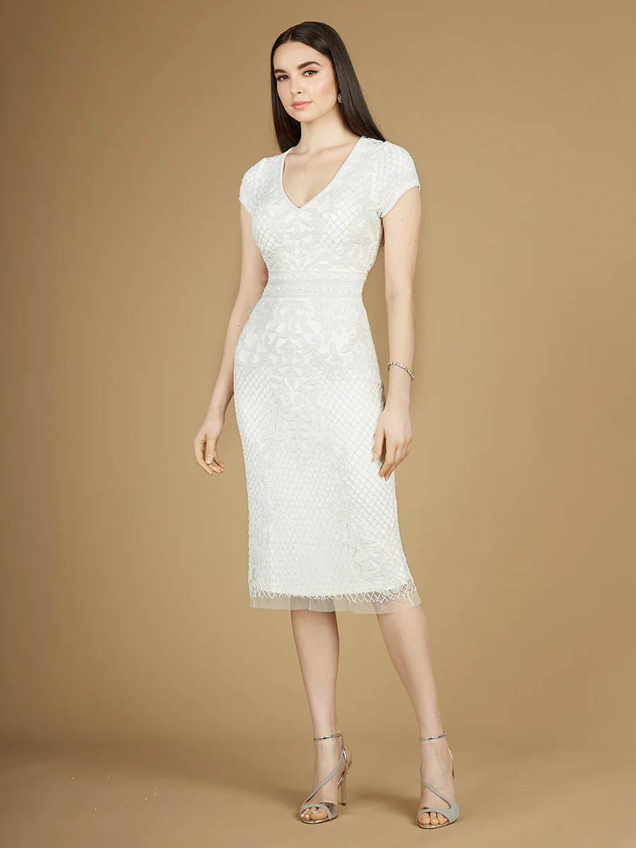 Cap Sleeve Midi Bridal Gown - Image 2