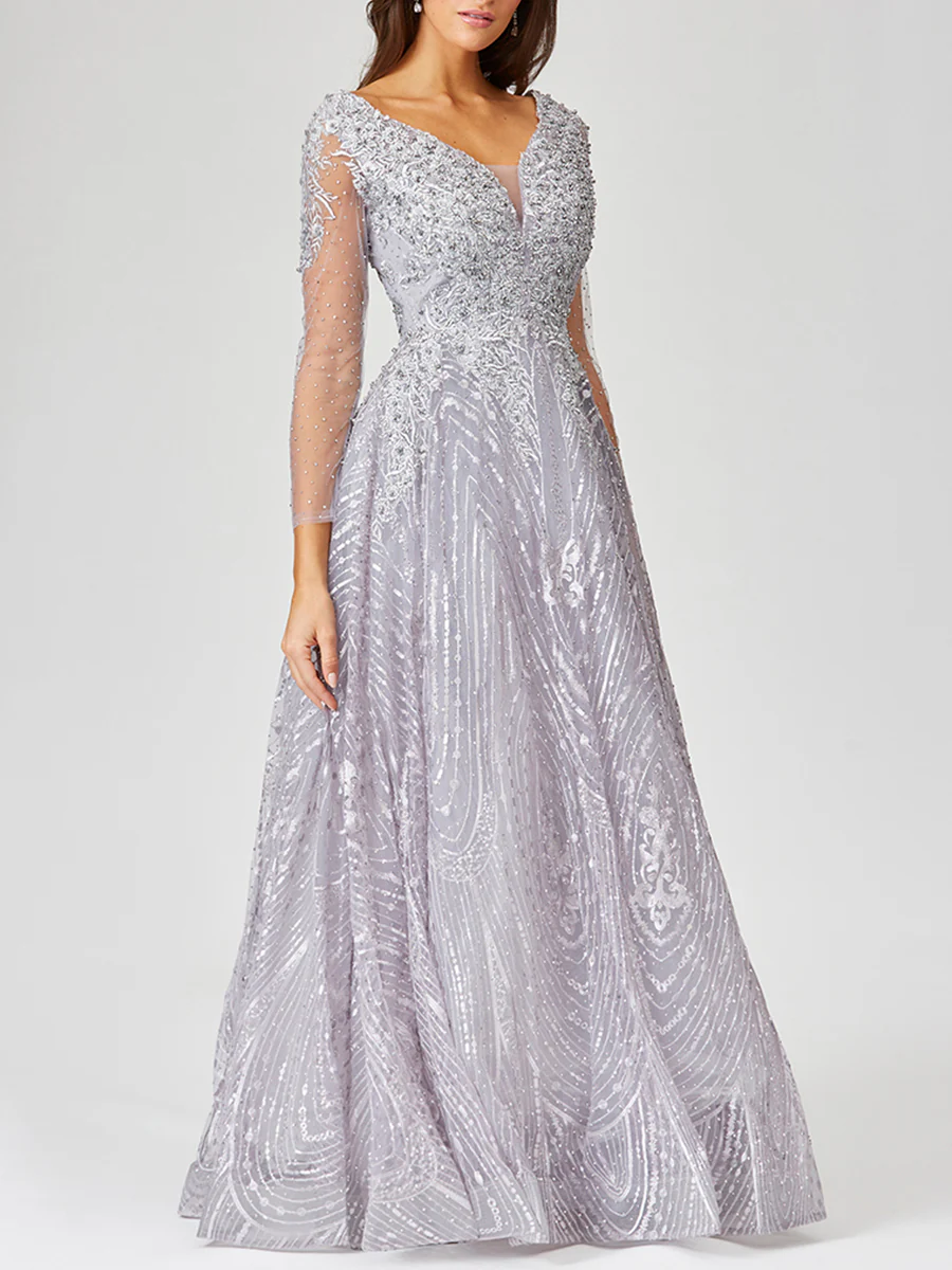 Long Sleeve Lace Ballgown