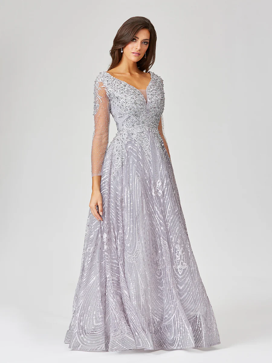 Long Sleeve Lace Ballgown - Image 2