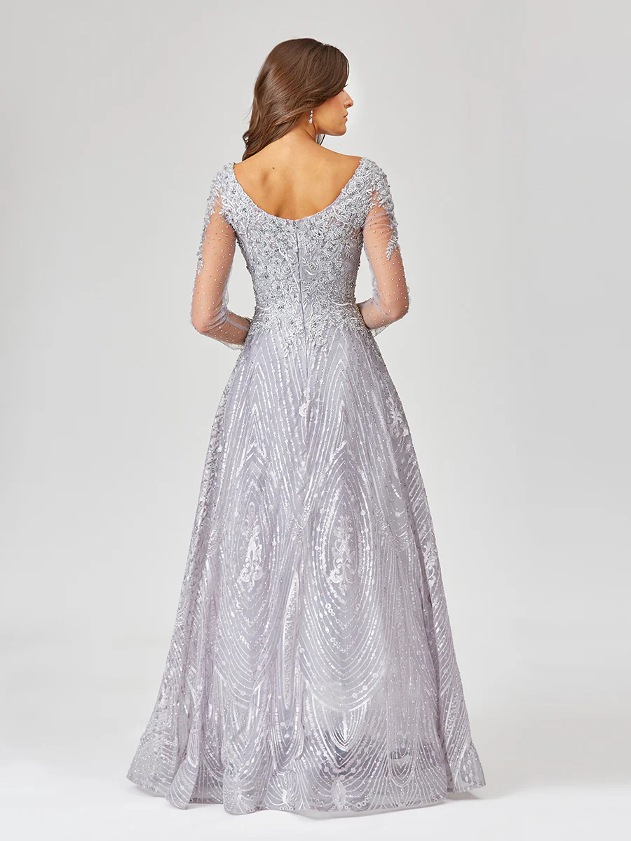 Long Sleeve Lace Ballgown - Image 3