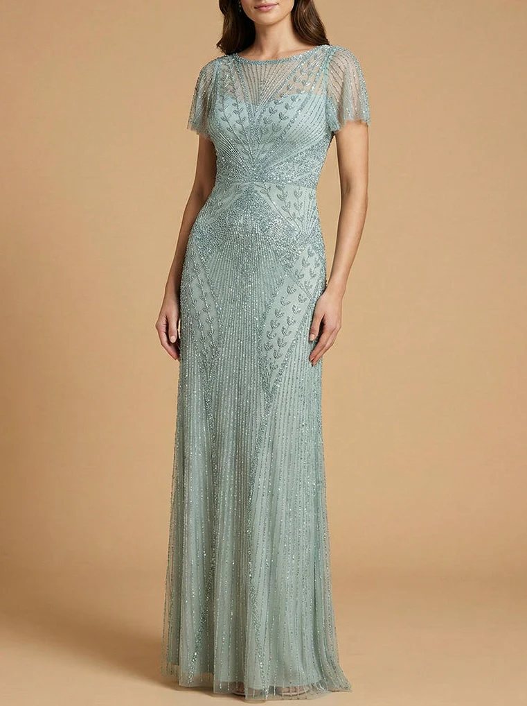 Lara 28856 - Beaded Flutter Sleeve Gown - Image 2