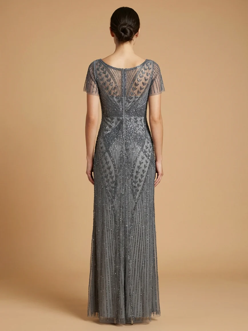 Lara 28856 - Beaded Flutter Sleeve Gown - Image 3