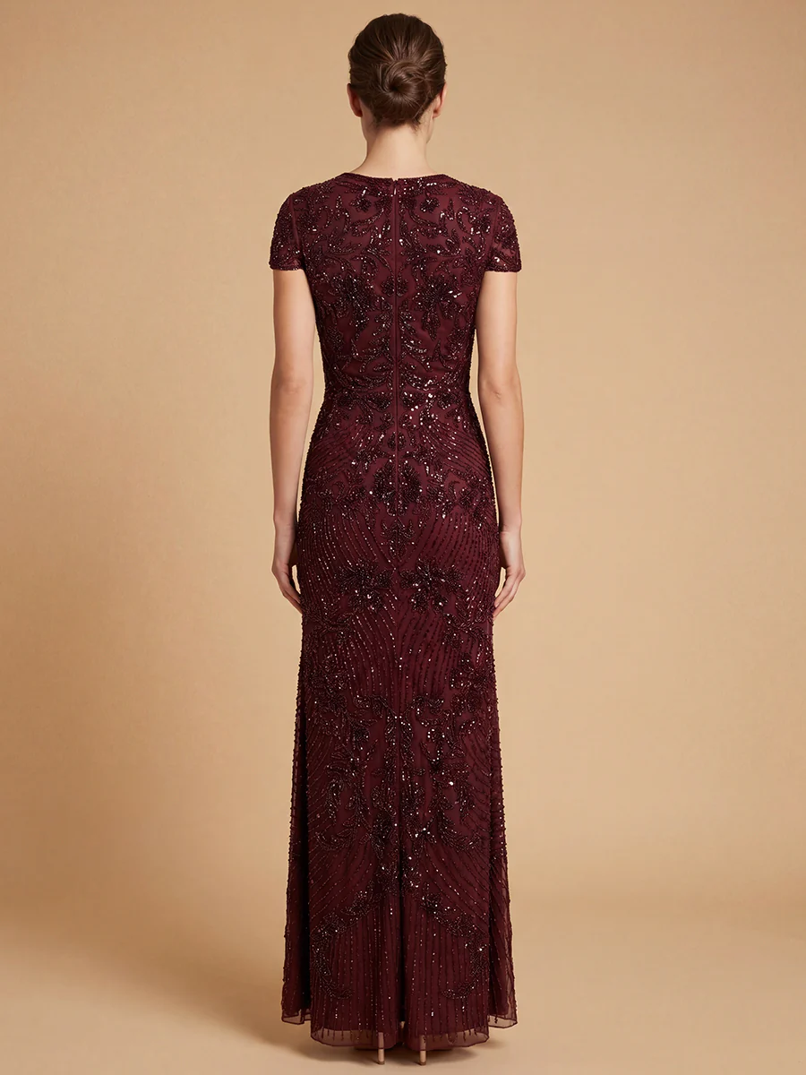 Beaded Cap Sleeve Gown | Lara 28863 - Image 4