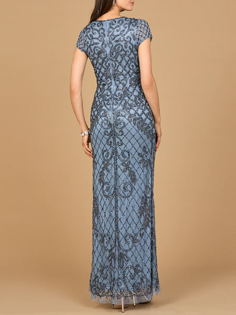 Cap Sleeve Mermaid Beaded Gown - Image 4