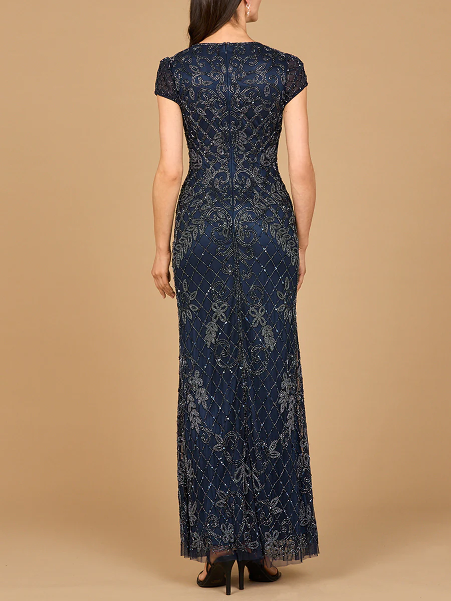 Cap Sleeve Mermaid Beaded Gown - Image 5