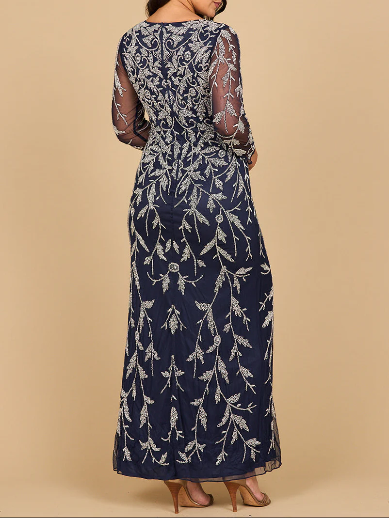 Lara 28870- Long Sleeve Contrast Beaded Gown - Image 2