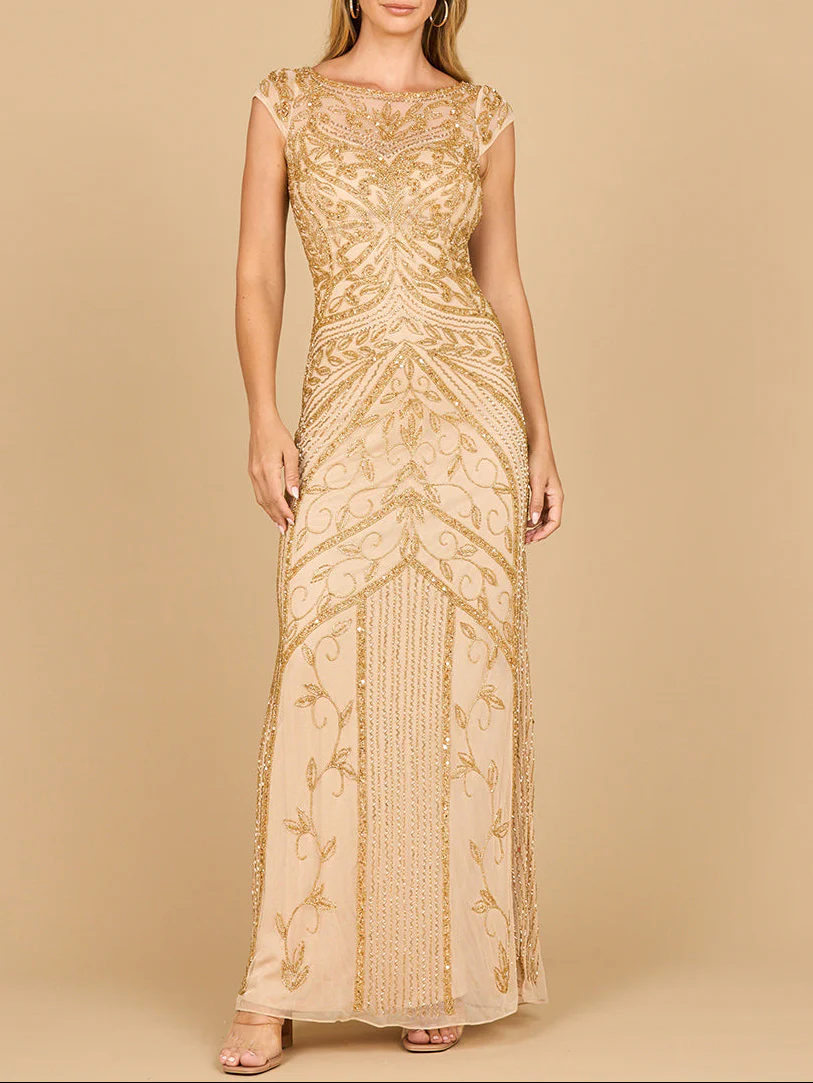 Lara 28876 - Beaded Cap Sleeve Sheath Gown - Image 3