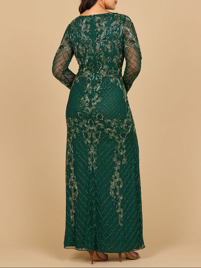 Lara 28877- Long Sleeve Contrast Beaded Gown - Image 3