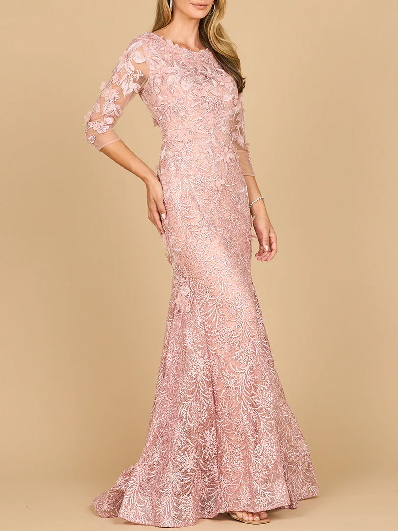 Short Sleeve Lace Mermaid Gown | 28879 - Image 2