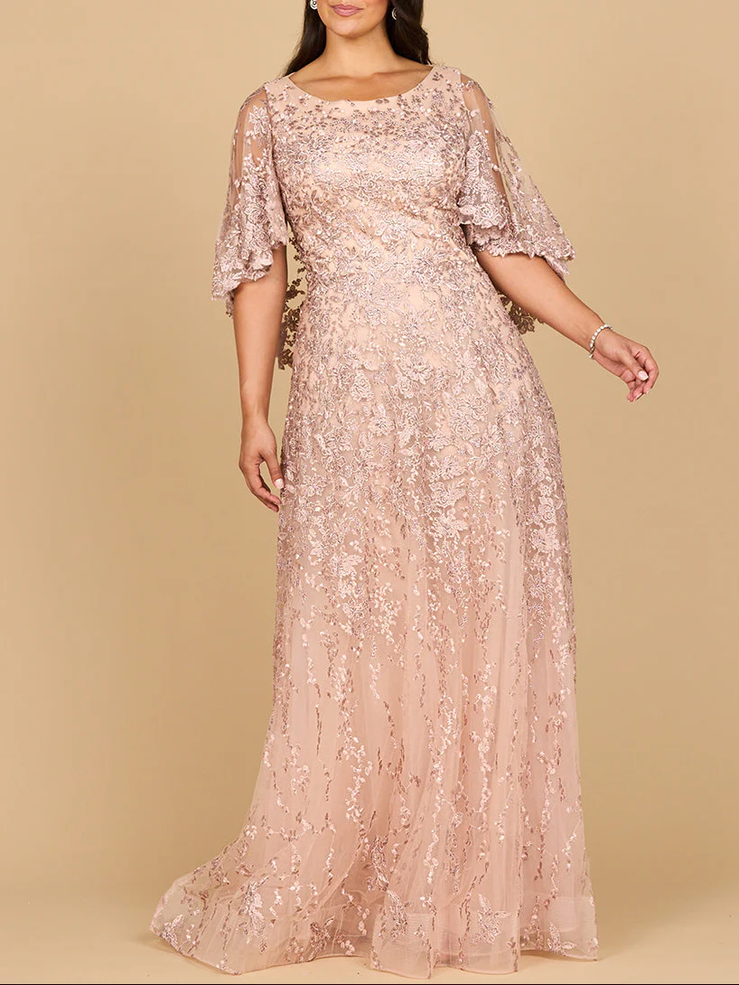 Cape Sleeve Mother's Gown | 28881 - Image 2