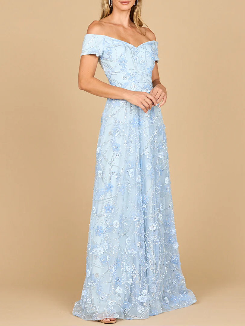 Off Shoulder A-Line Floral Gown | 28882 - Image 2