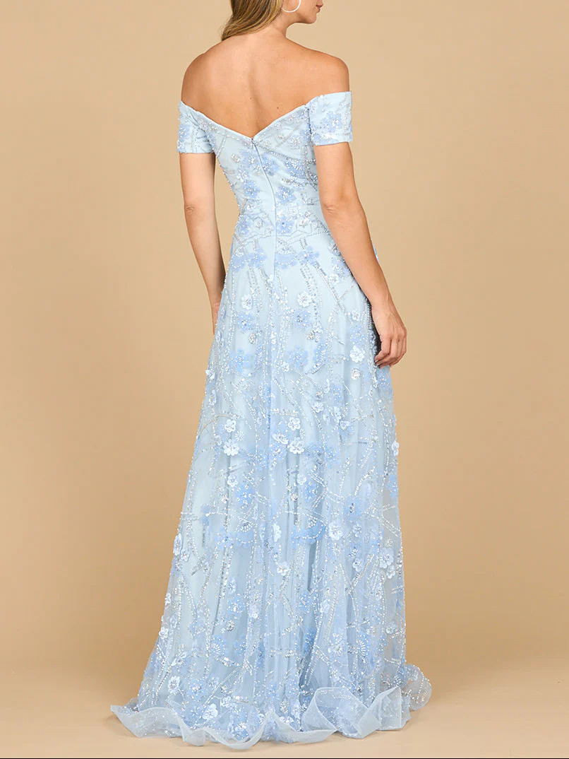 Off Shoulder A-Line Floral Gown | 28882 - Image 4