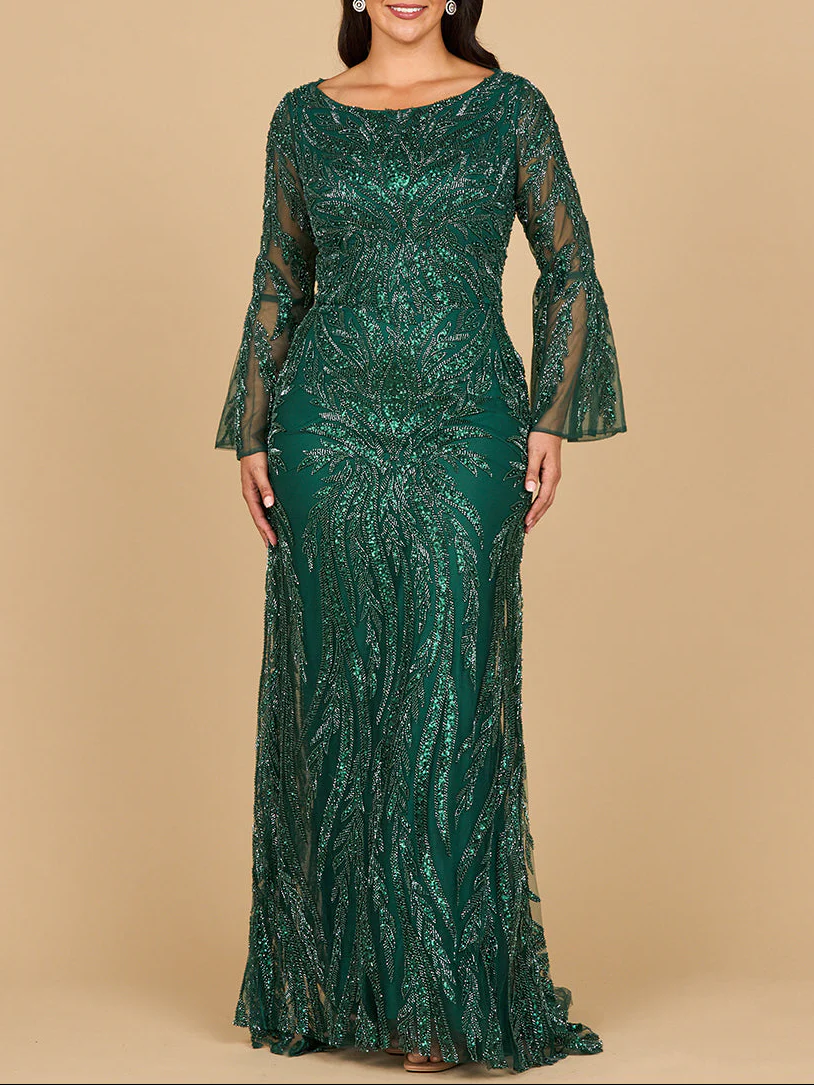 Lara 28887 - High Neck Beaded Dress with Bell Sleeves - Image 3