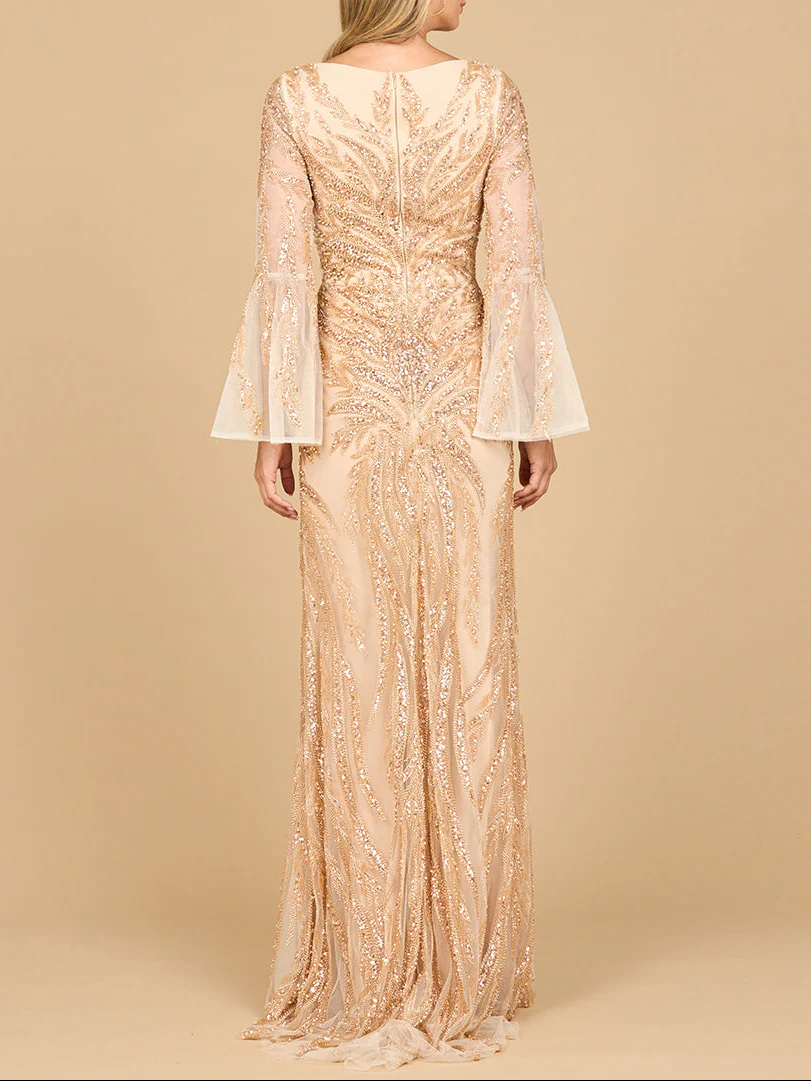 Lara 28887 - High Neck Beaded Dress with Bell Sleeves - Image 4