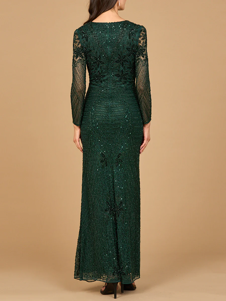 Long Sleeve Beaded Maxi Gown - Image 3