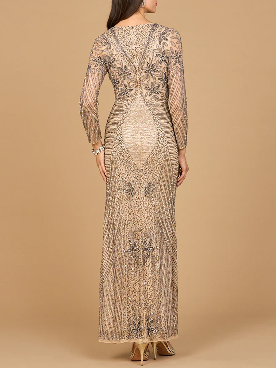 Long Sleeve Beaded Maxi Gown - Image 4