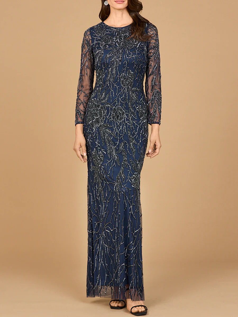 High Neck, Long Sleeve Beaded Gown | 28889 - Image 2