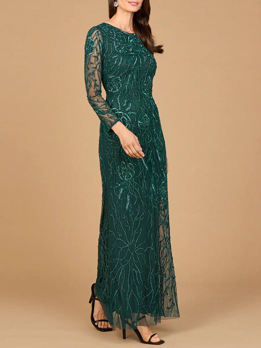 High Neck, Long Sleeve Beaded Gown | 28889 - Image 3