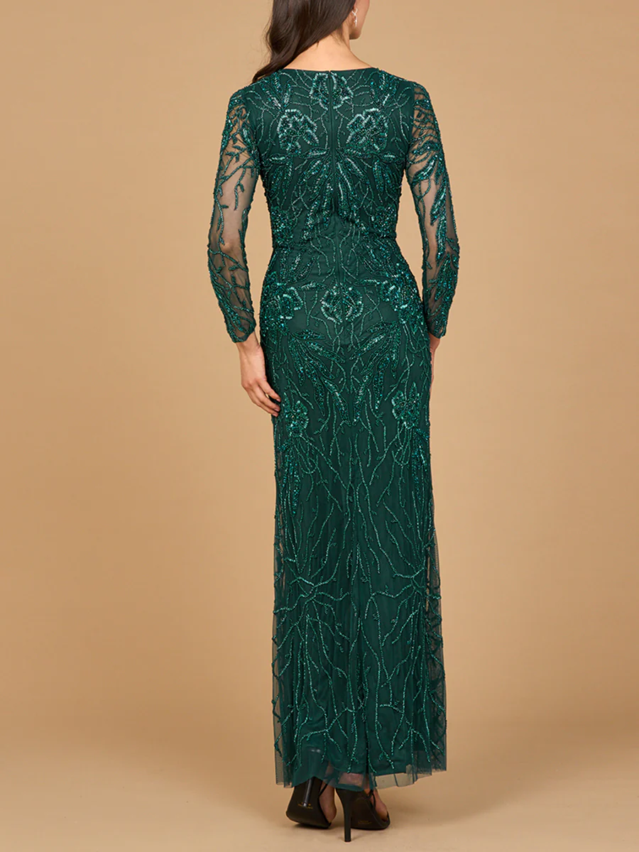 High Neck, Long Sleeve Beaded Gown | 28889 - Image 6