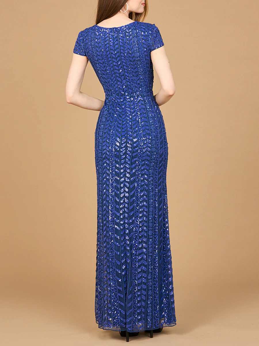 Beaded Gown with Glamourous Cap Sleeves - Image 2
