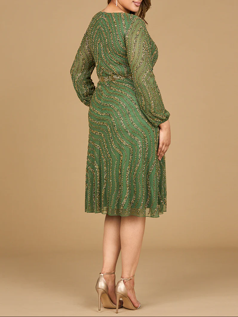 Beaded Midi Dress with Long Sleeves - Image 4