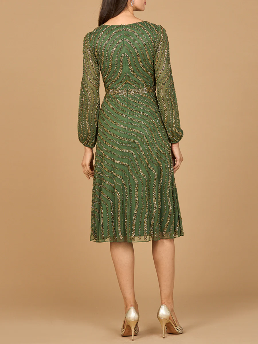 Beaded Midi Dress with Long Sleeves - Image 6