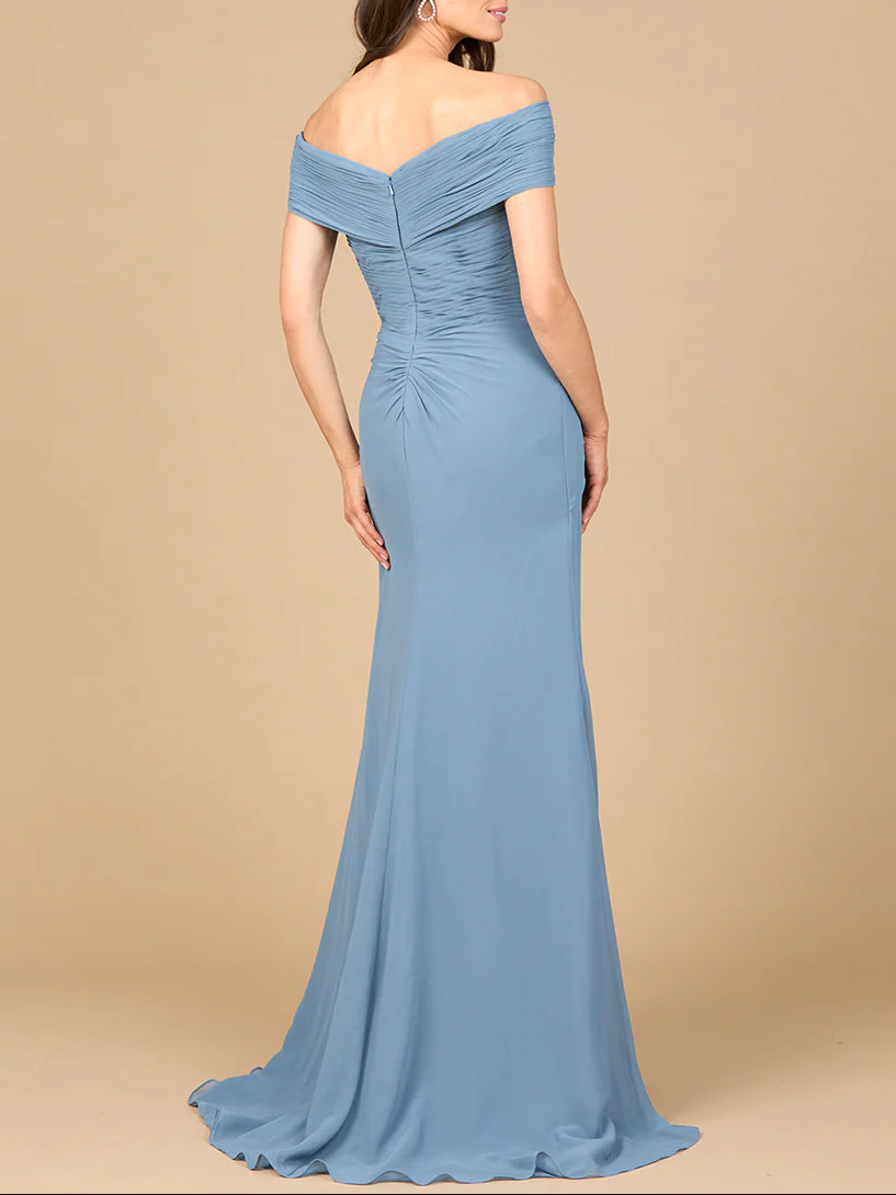 Off Shoulder Elegant Chiffon Gown - Image 3