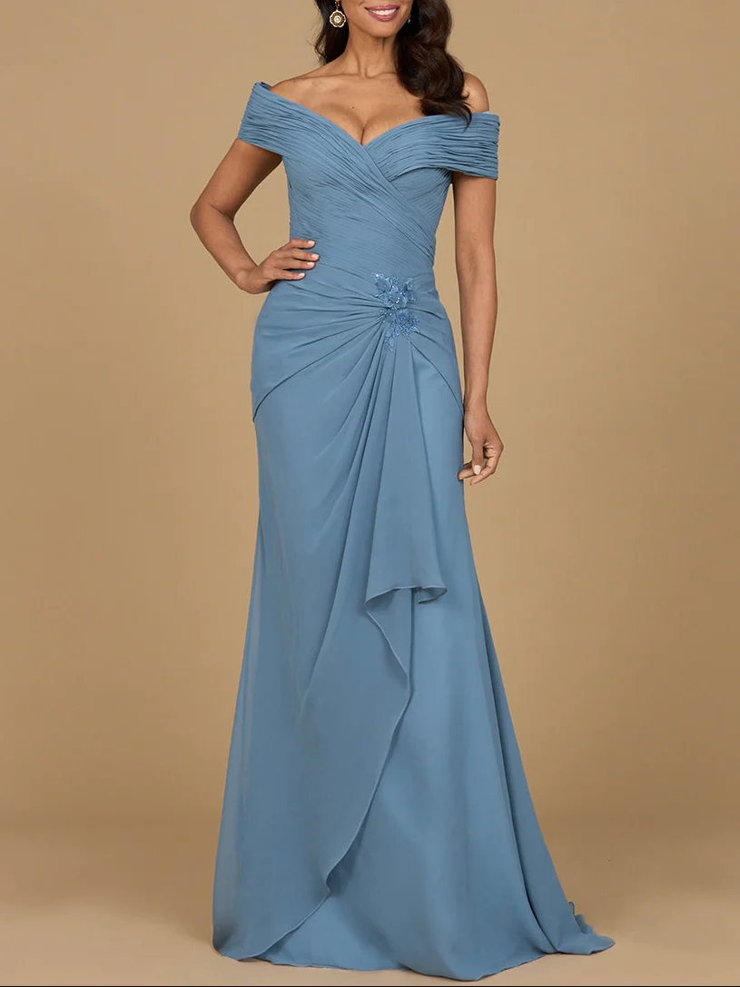 Off Shoulder Elegant Chiffon Gown - Image 4