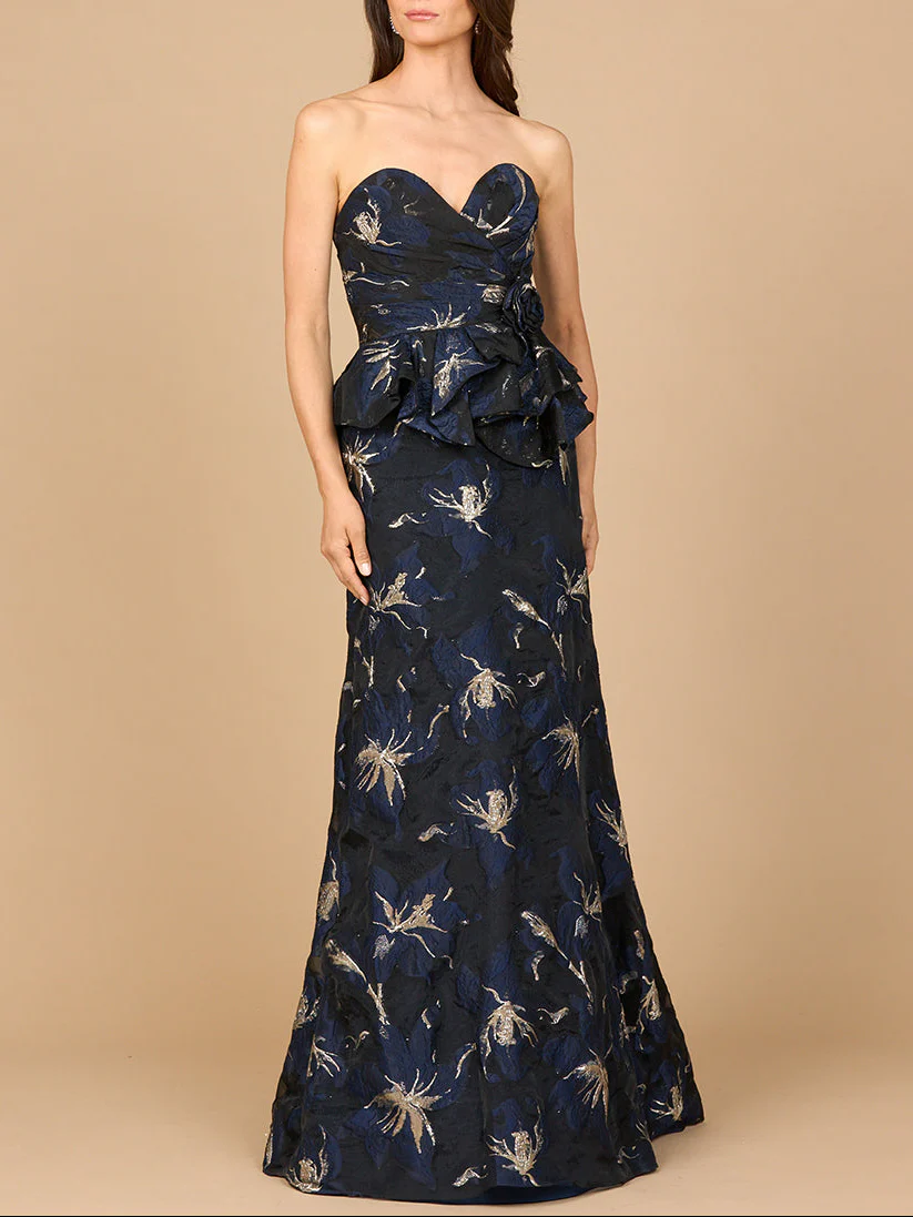 Strapless Brocade Gown with Bolero - Image 3