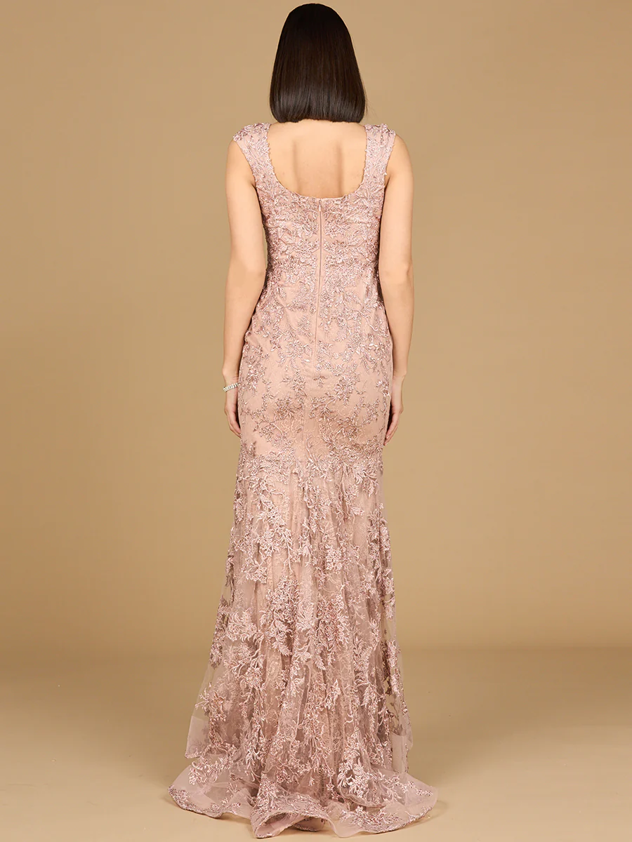 Sleeveless Mermaid Lace Embroidered Gown - Image 3