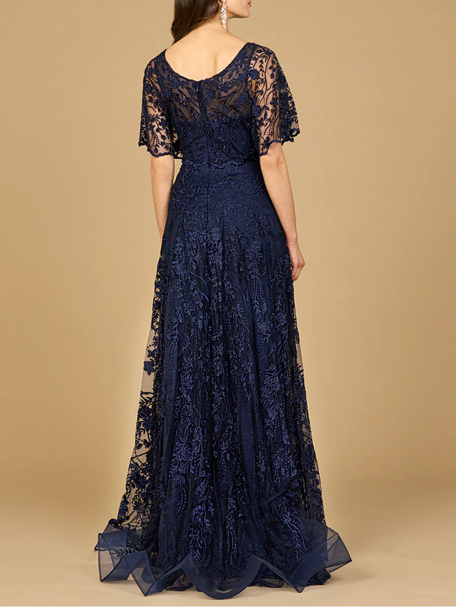 Elegant Cape Sleeve A-line Gown - Image 3
