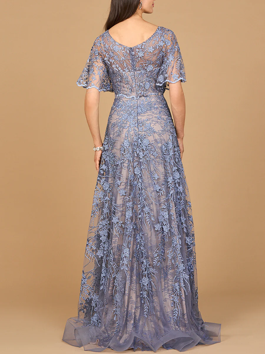 Elegant Cape Sleeve A-line Gown - Image 4