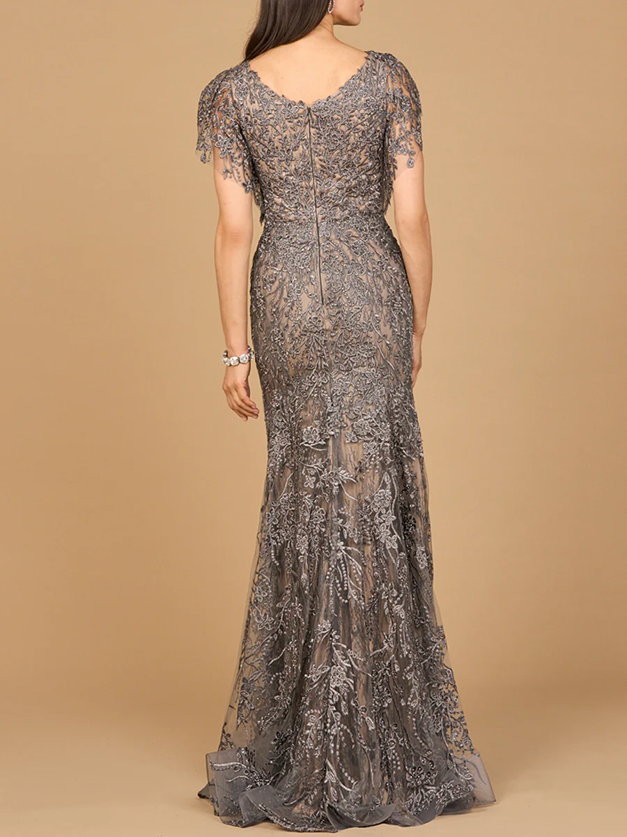 Cap Sleeve Mermaid V-neck Gown - Image 3