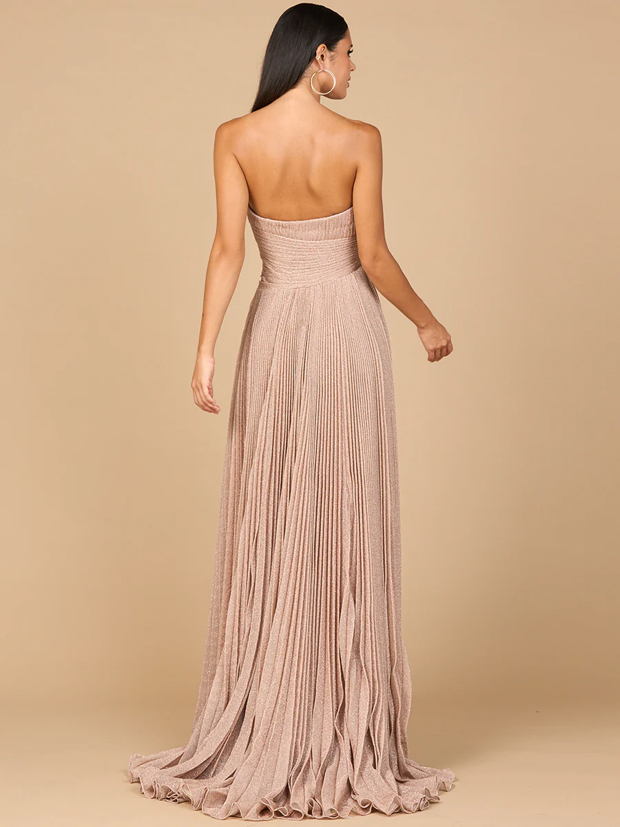 Flowing Pleated, Strapless Dress - Image 3