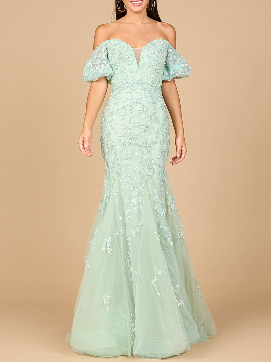 Lace, Off Shoulder Mermaid Gown - Image 2