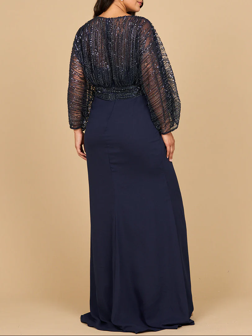 Lara 28950- Draped Skirt Gown with Cape Sleeves - Image 4