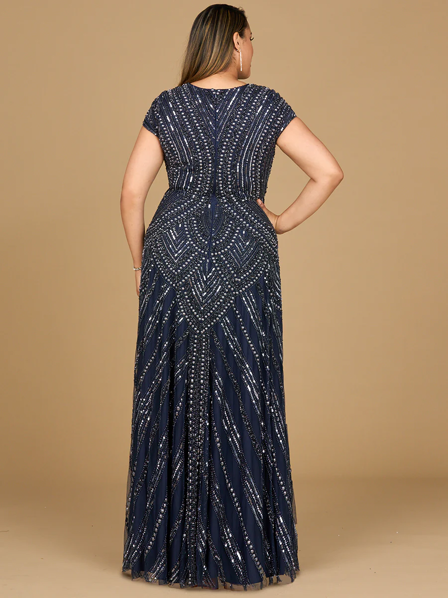 Cap Sleeve Beaded A-Line Gown - Image 4