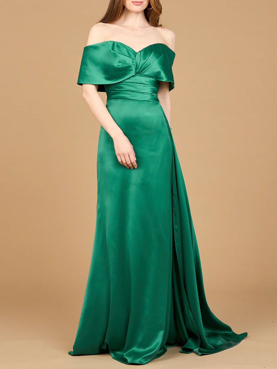Off Shoulder Satin Dress - Image 7