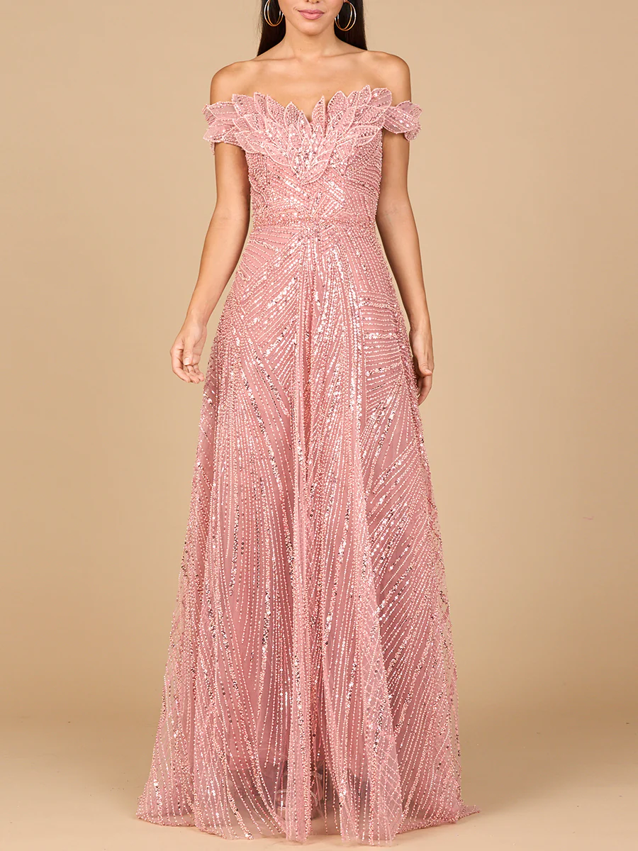 Off Shoulder Beaded Ballgown