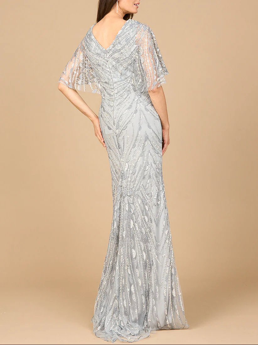 Cape Sleeve Mermaid Gown - Image 4