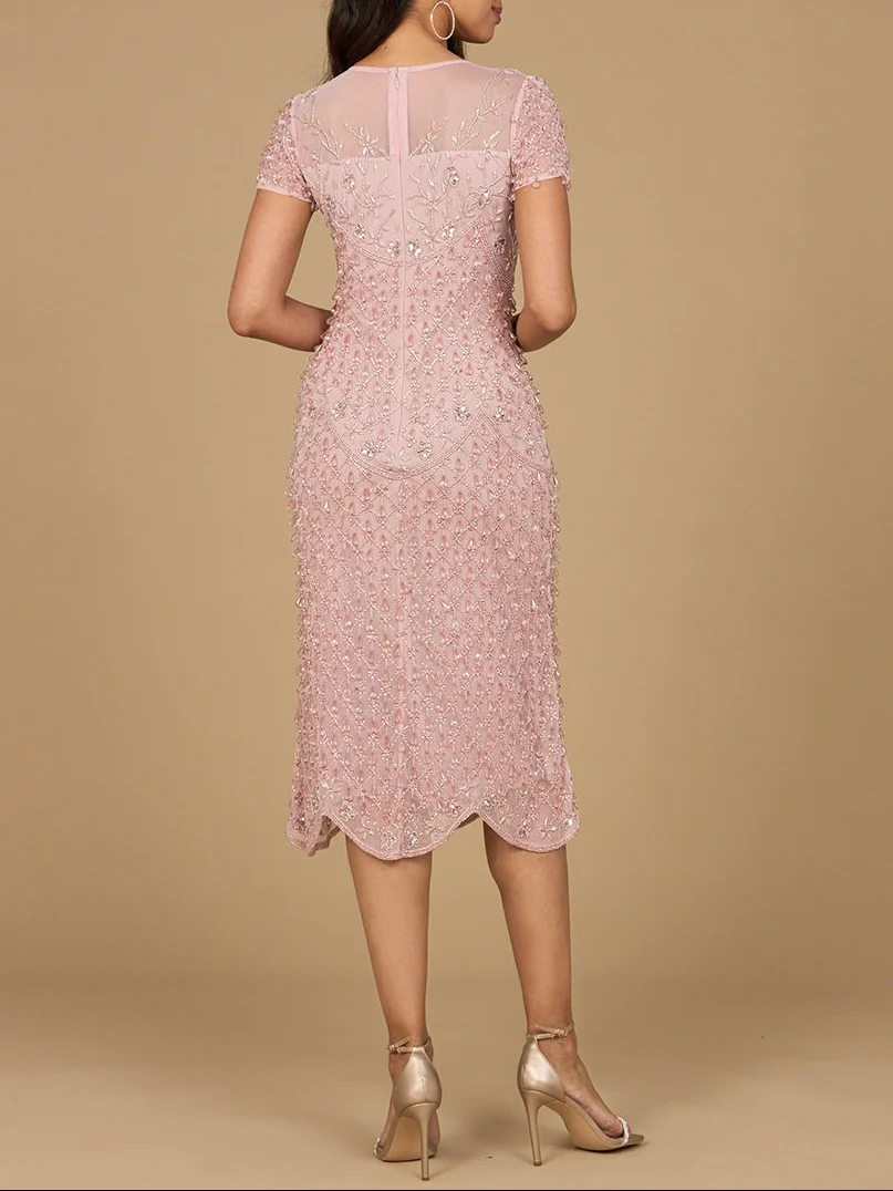 Beaded Midi Dress with Cap Sleeves - Image 2