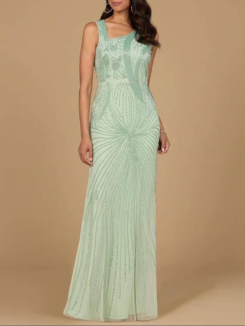 Asymmetrical, Beaded Gown - Image 2