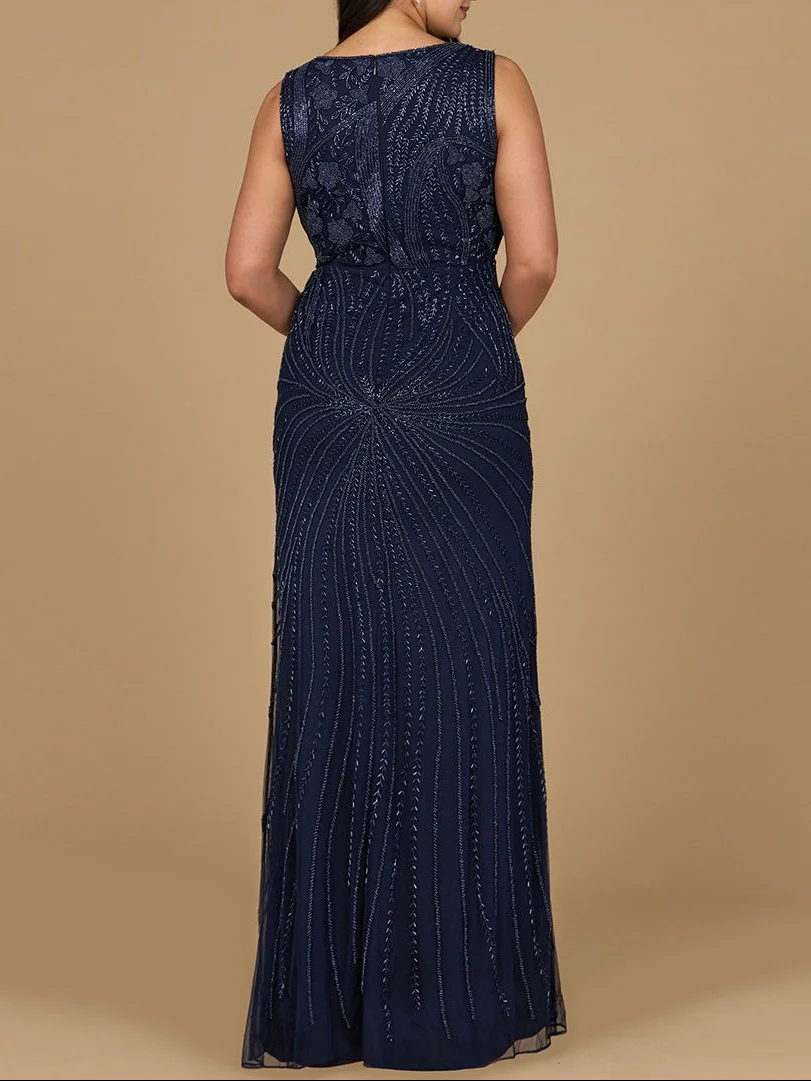Asymmetrical, Beaded Gown - Image 4