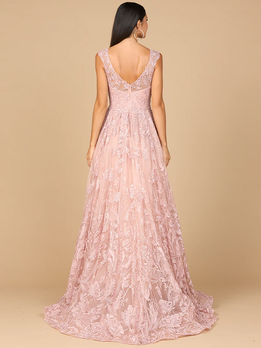Overskirt Lace Fitted V-Neck Gown - Image 2