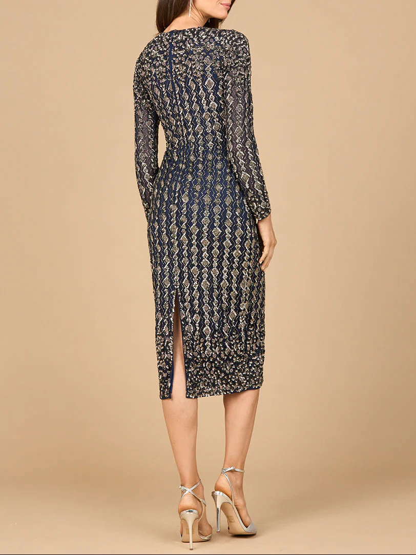 Beaded Midi Dress with Long Sleeves - Image 5