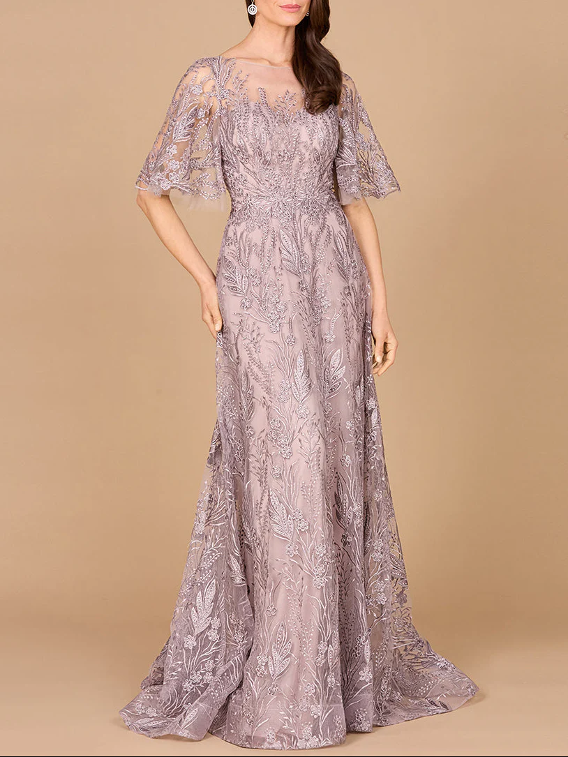 Modest, Cape Sleeve A-line Gown