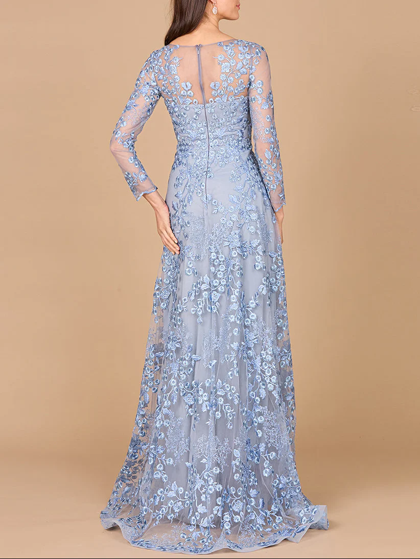 Illusion Neckline, Long Sleeves Gown - Image 2
