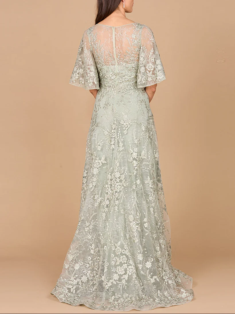 V-neck, Cape Sleeve Gown - Image 2